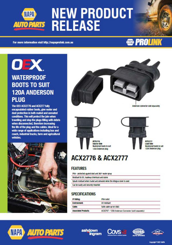 OEX Waterproof Boots to Suit 120A Anderson Plug NAPA Auto Parts