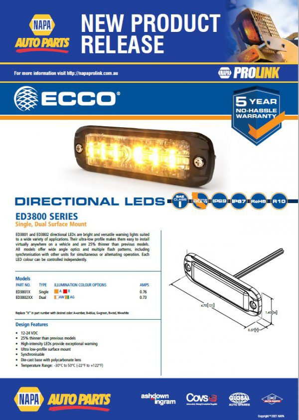 ECCO Directional LED Warning Lights NAPA Auto Parts