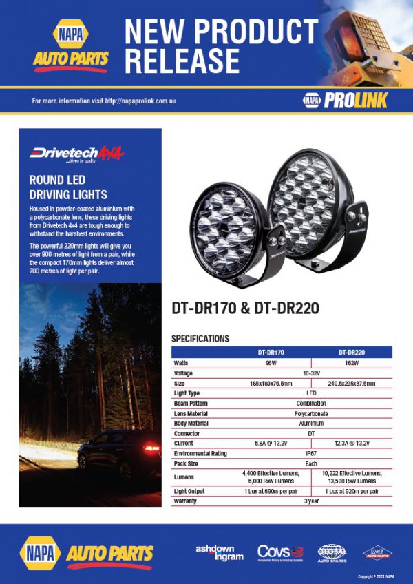 Drivetech 4×4 Round LED Driving Lights NAPA Auto Parts