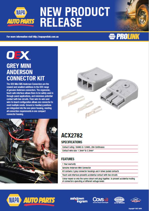 OEX Grey Mini Anderson Connector Kit NAPA Auto Parts