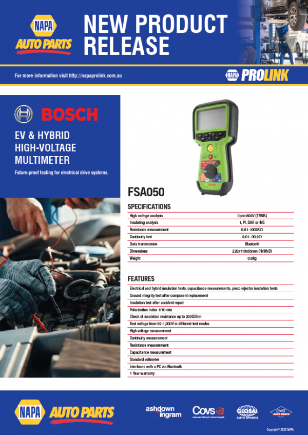Bosch EV & Hybrid HighVoltage Multimeter NAPA Auto Parts