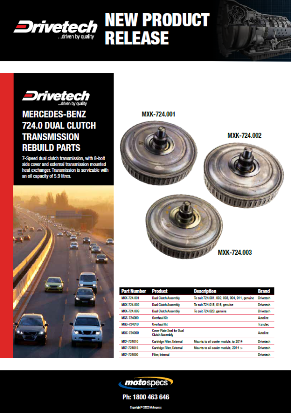 Drivetech MercedesBenz 724.0 DCT Transmission Rebuild Parts NAPA Auto Parts
