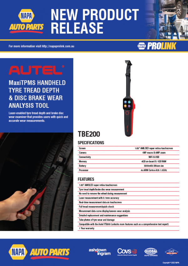 MaxiTPMS Handheld Tyre Tread Depth & Disc Brake Wear Tool NAPA Auto Parts