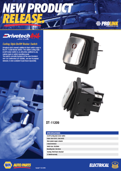 Drivetech 4x4 Carling Style On/Off Rocker Switch | NAPA