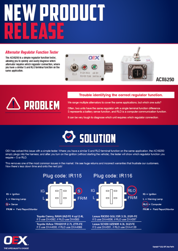 OEX Alternator Regulator Function Tester NAPA Auto Parts