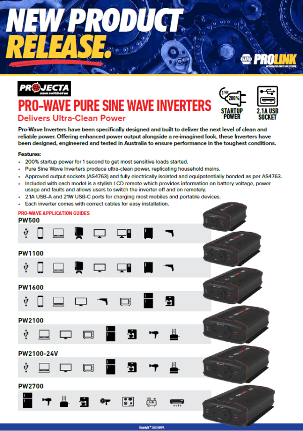 Projecta ProWave Pure Sine Wave Inverters NAPA Auto Parts